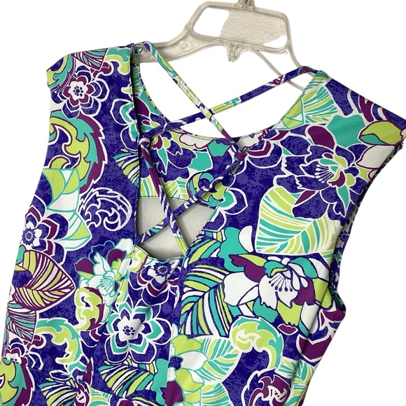 Title Nine Dress Sz S,M Purple Green Steadfast Floral Mini Outdoors Beach NWOT - Picture 7 of 10